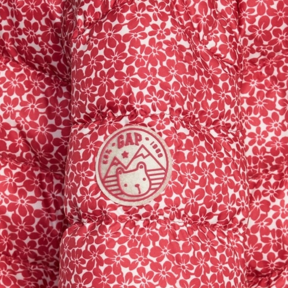 Gap Girls 0 6 Month Red Floral Down Fill Coat - Picture 2 of 8